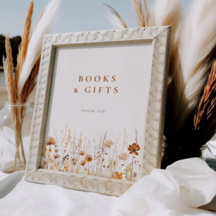 Poster Donativos de Livros de Chá de fraldas de Flores Se