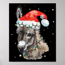 Donkey Christmas Color Luz Santa Hat Donkey
