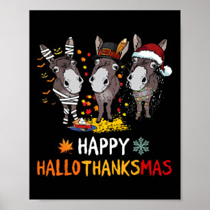 Poster Donkey Happy Hallothanksmas Dia das Bruxas