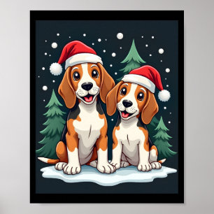 Poster Dono de Cachorro Beagle Natal Roupa de Natal de Na