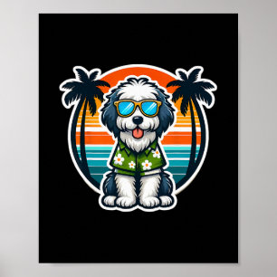 Poster Dono de Cão Old English Sheepdog Vibrações de Verã