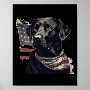 Poster Dono de Labrador Retriever Preto Bandeira American