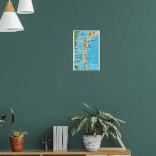 Poster Dons de mapa da linha costeira da Flórida de Cocoa