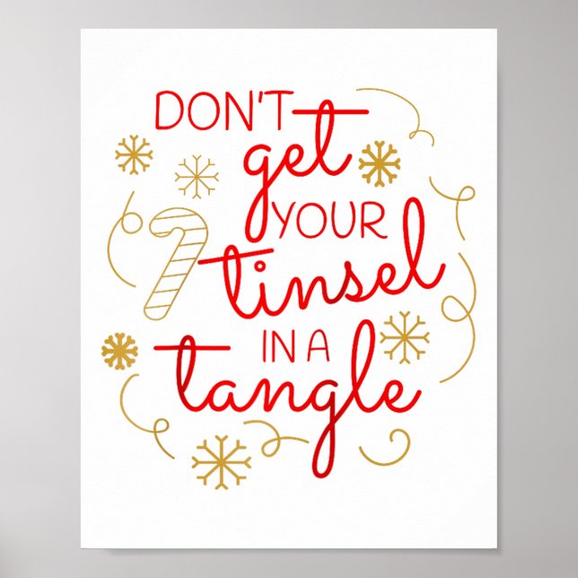Poster Don't Get Your Tinsel In A Tangle Christmas Raglan (Frente)