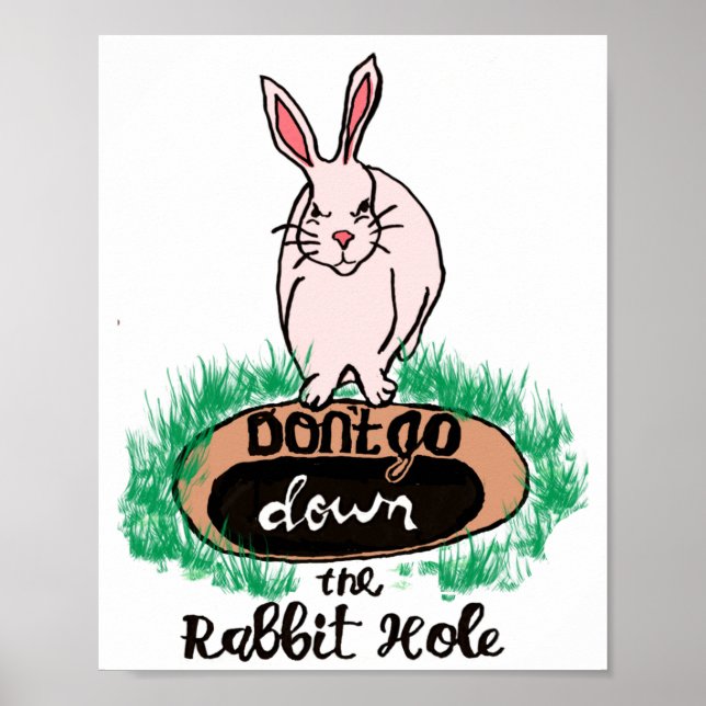 Poster Dont Go Down The Rabbit Hole Womens Red  (Frente)