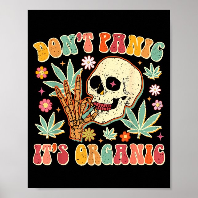 Poster Don't Panic It's Organic Weed Skull  (Frente)