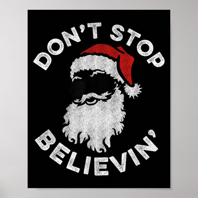 Poster Don't Stop Believin' Cool Shades Santa  (Frente)