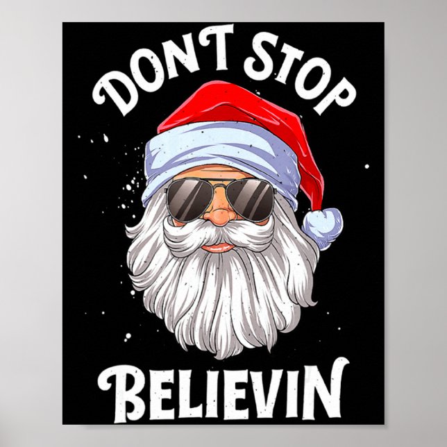 Poster Dont Stop Believin Santa Christmas Boys Kids _1  (Frente)