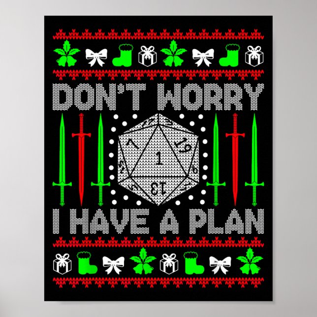 Poster Don't Worry I Have Plan Christmas D20 Ugly Tableto (Frente)