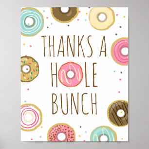 Poster Donut Birthday Table Sign Thank a Hole Bunch