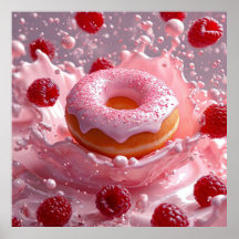 Donut E Arte De Comida Com Framboesa Para Decoraçã