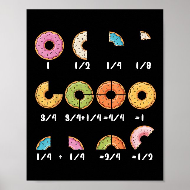 Poster Donut Fraction Math Teachers Back To School Educat (Frente)