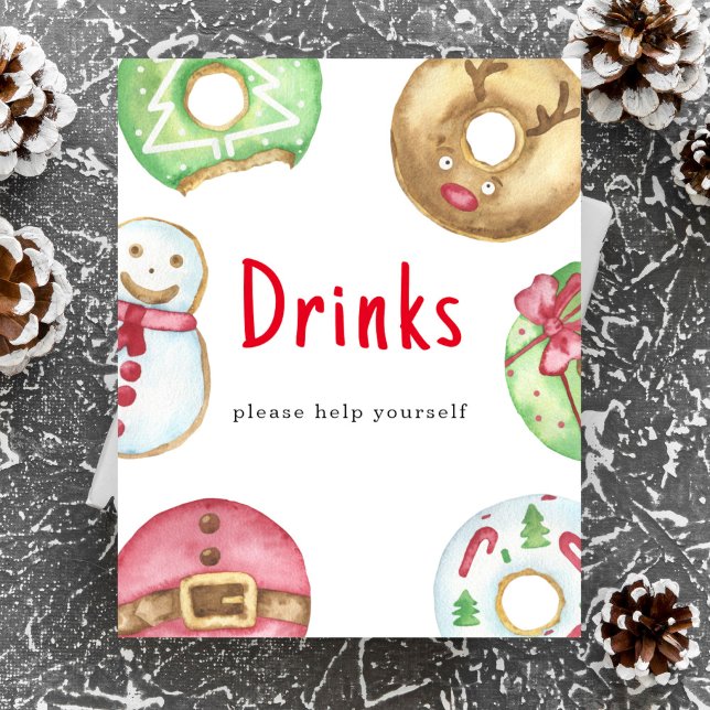Poster Donuts de Natal biscoitos baby shower Bebidas (Criador carregado)