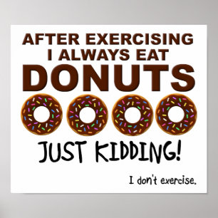 Póster Donuts e Exercícios Cartaz Divertido