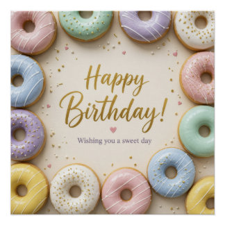 Póster Donuts Glacê Pastel Com Purpurina Dourada Doce
