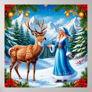 Poster Donzela de Neve Encantando Cena de Inverno