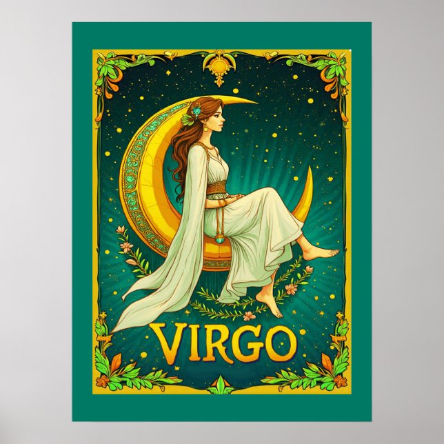 Poster Donzela de Virgem Sentada na Lua Crescente (Frente)