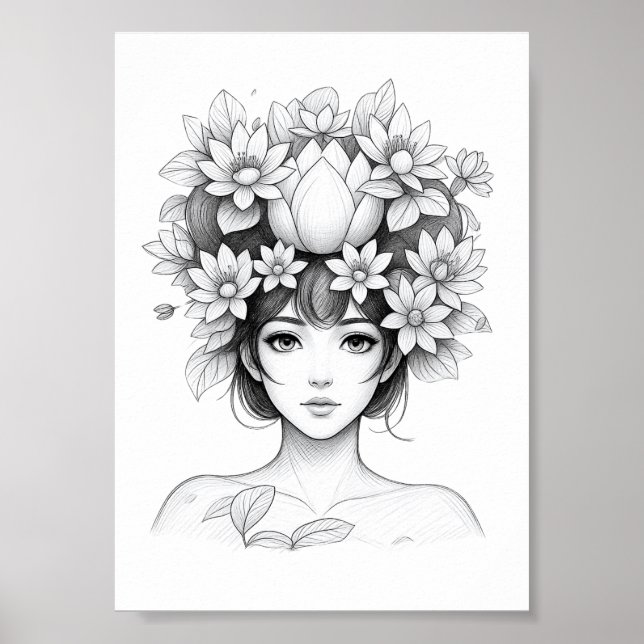 Poster Donzela Flor de Lótus (Frente)