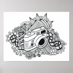 Poster Doodle 2 da câmera do hipster