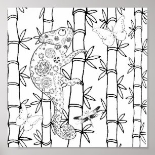 Póster Doodle 2 do camaleão