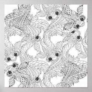 Póster Doodle 2 dos peixes de China