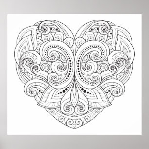 Póster Doodle abstrato 2 do coração