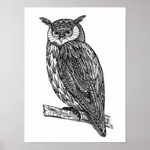 Póster Doodle animal 2 da coruja do Totem selvagem
