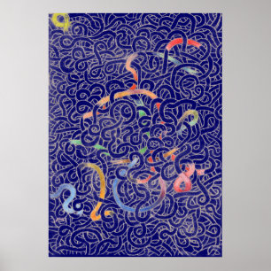 Póster Doodle azul do macarronete