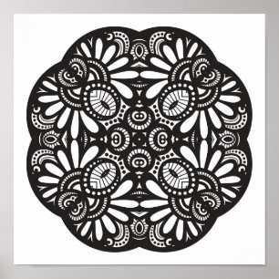 Poster Doodle bonito 2 do quadrado preto de Deco