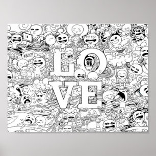 Póster Doodle do amor