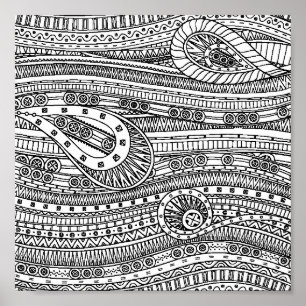 Póster Doodle étnico 2 do teste padrão