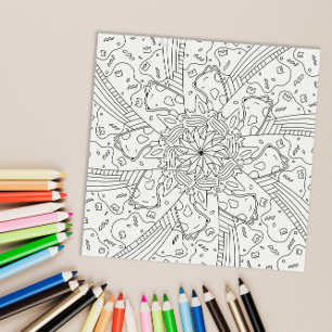 Poster Doodle Feliz: Página de Colorir de Aniversário