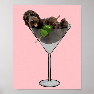 Poster Doodle Martini Dog Mãe Watercolor