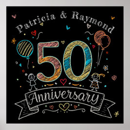 Poster Doodle no Quadro Negro 50º Aniversário Personaliza