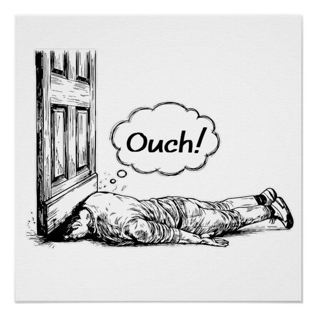 Póster Door Slam Disaster “Ouch!” Comic Illustration (Frente)