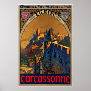 Póster d'Orléans de Chemin de fer e du midi, Carcassonne