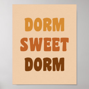 Poster Dorm Sweet Dorm Brown Retro 70s Lettering