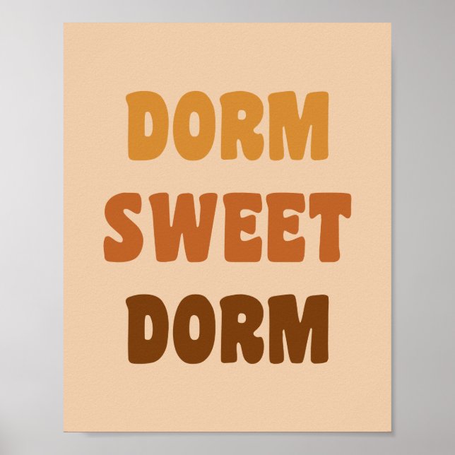 Poster Dorm Sweet Dorm Brown Retro 70s Lettering (Frente)