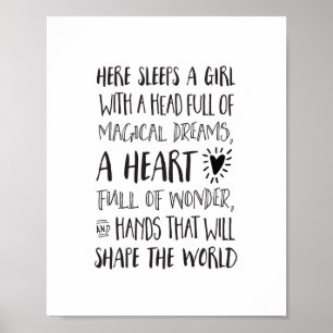 Poster Dorme aqui uma menina com um cheio principal dos