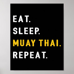 Poster Dormir Muay Thai Engraçado Mma Kickboxing Comer 