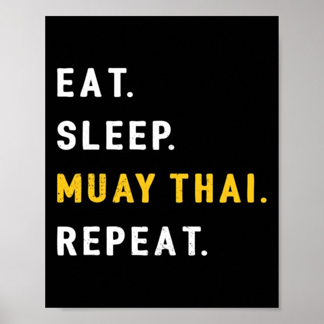 Poster Dormir Muay Thai Engraçado Mma Kickboxing Comer  (Frente)