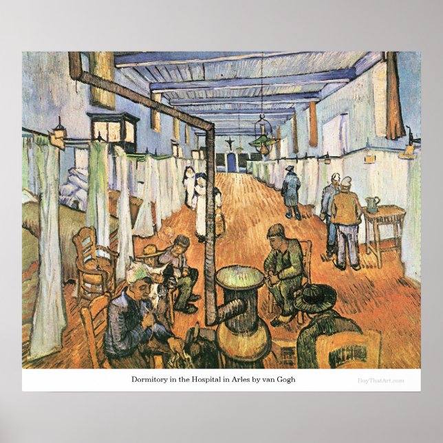 Póster Dormitory no Hospital de Arles por van Gogh (Frente)