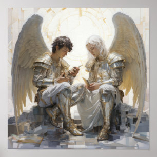 Poster dos anjos celestiais - Linda e Serena Ange