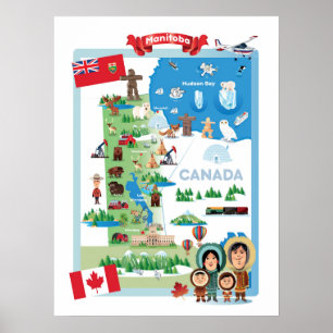 Poster dos desenhos animados de Manitoba Canadá