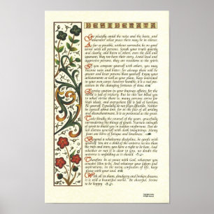 Poster dos DESIDERATA pela caligrafia máxima da
