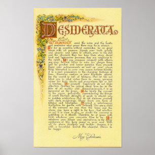 Poster dos DESIDERATA por Ehrmann=Florentine