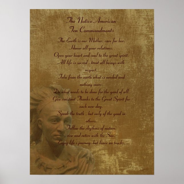 Poster dos Dez Mandamentos Nativos Americanos (Frente)