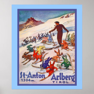Poster dos esportes de inverno do vintage