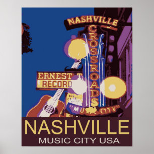 Poster dos EUA da cidade da música de Nashville