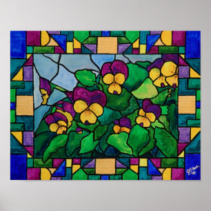 Poster dos Pansies do vitral